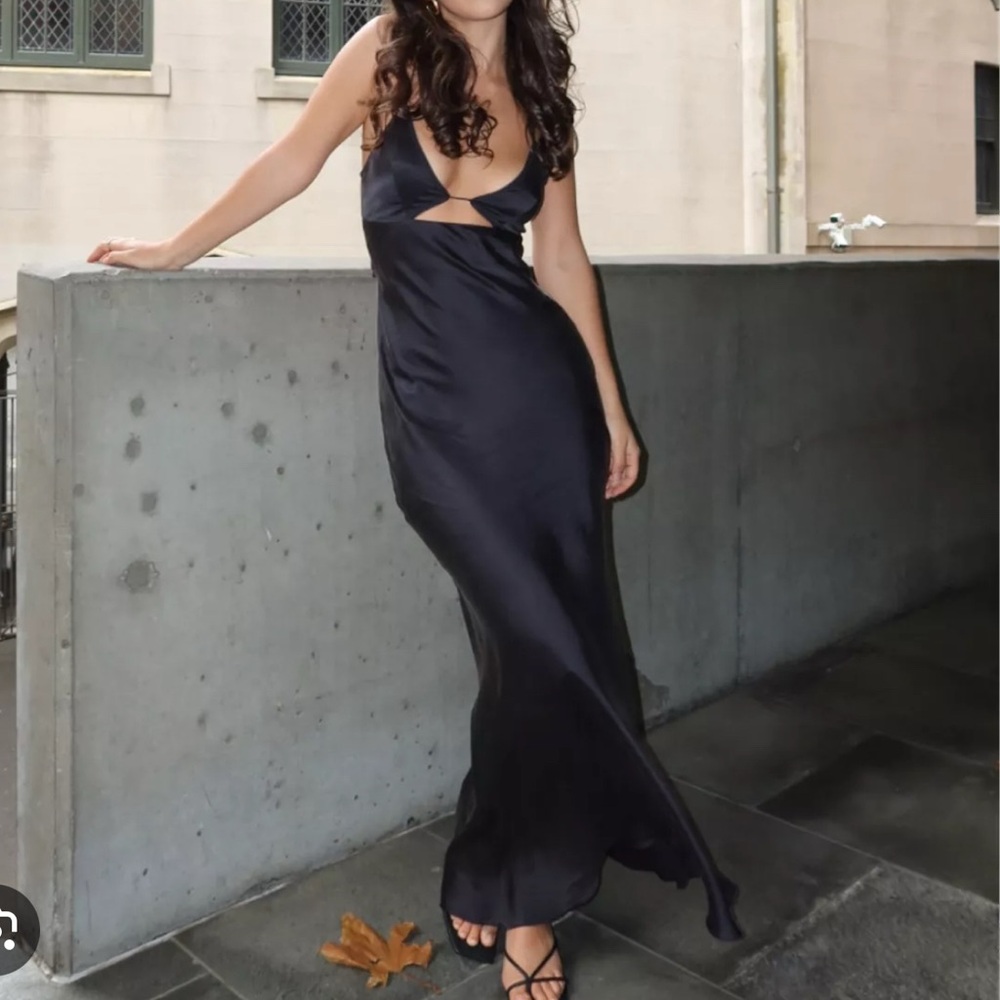 St. Agni Black Satin Dress